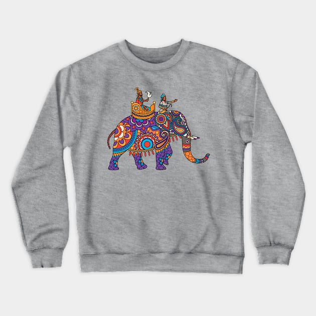 Indian ornate maharajah elephant Crewneck Sweatshirt by Mako Design 